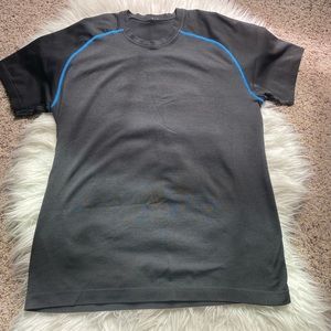 Black with blue stitching- Men’s lululemon work out tee- Size medium